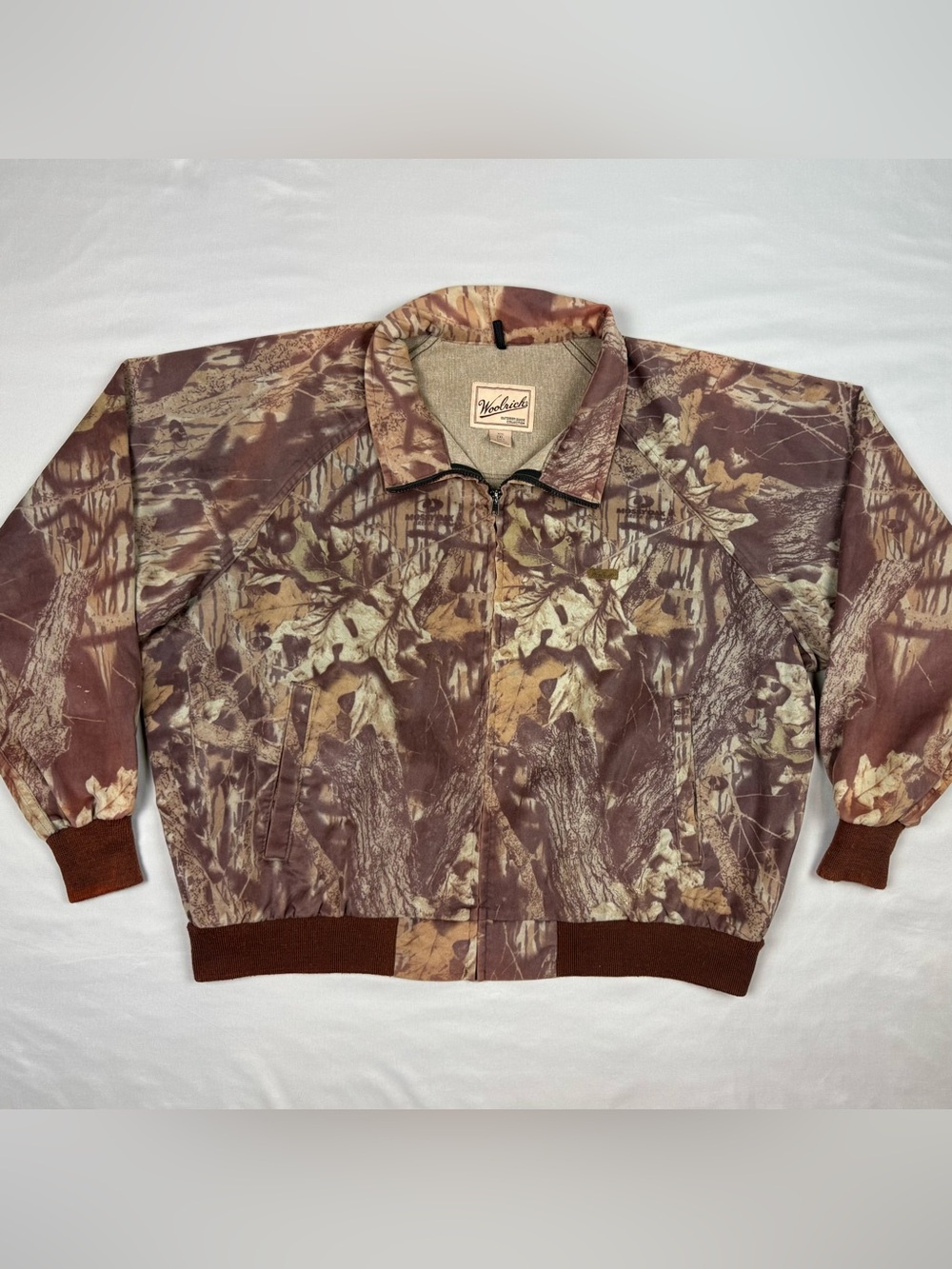 Vtg Woolrich Mens Camo Bomber Jacket 2XL Hunting Camouflage Full Zip C2